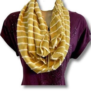 Infinity Scarf Scallop Detail Mustard Spring Fall Summer Winter